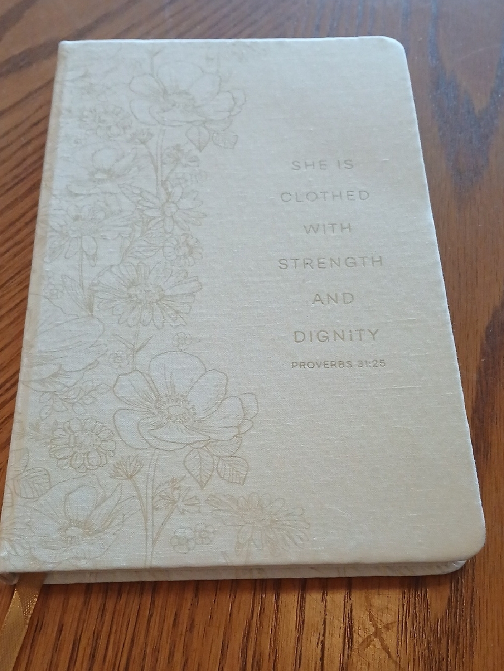 Floral Embossed Scripture Journal in Light Beige